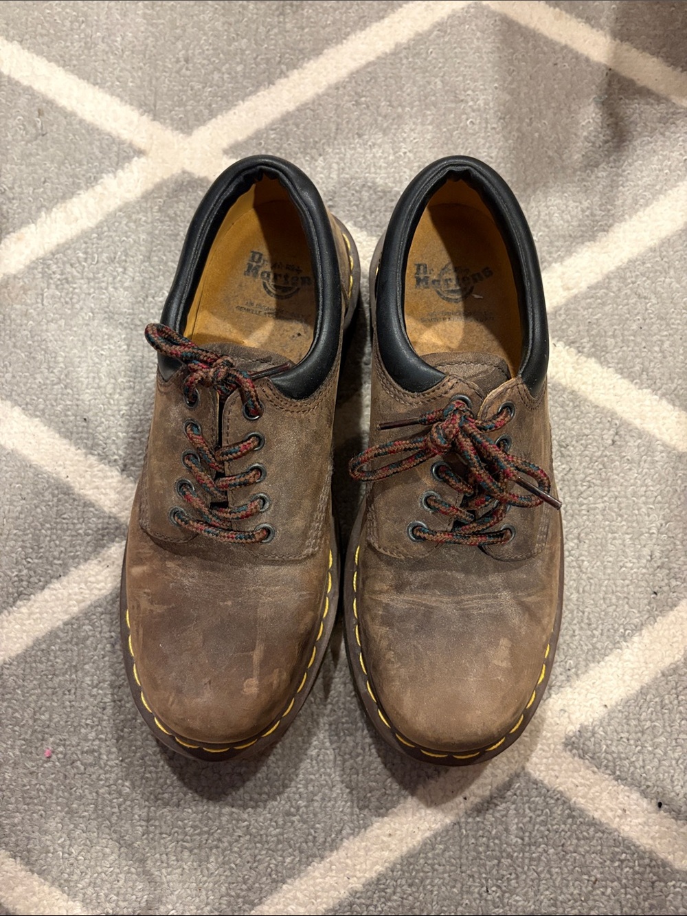Dr. Martens Brown Leather Oxfords with Yellow Stitching